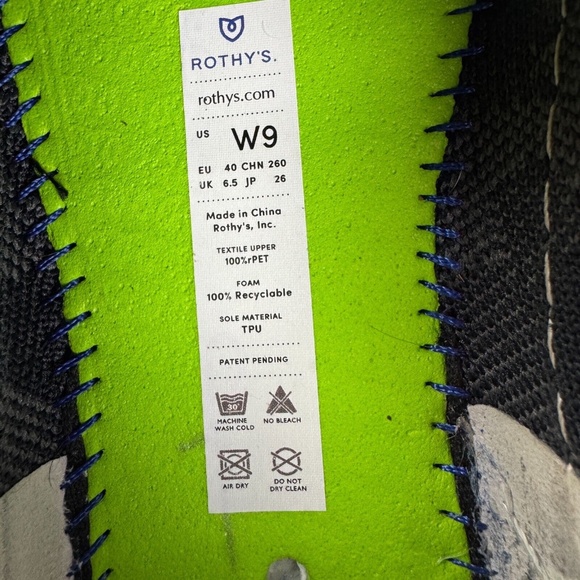 Rothys Womens Size 9M Casual Gray Camo Knit Slip On Comfort Sneaker Shoes - Picture 6 of 6